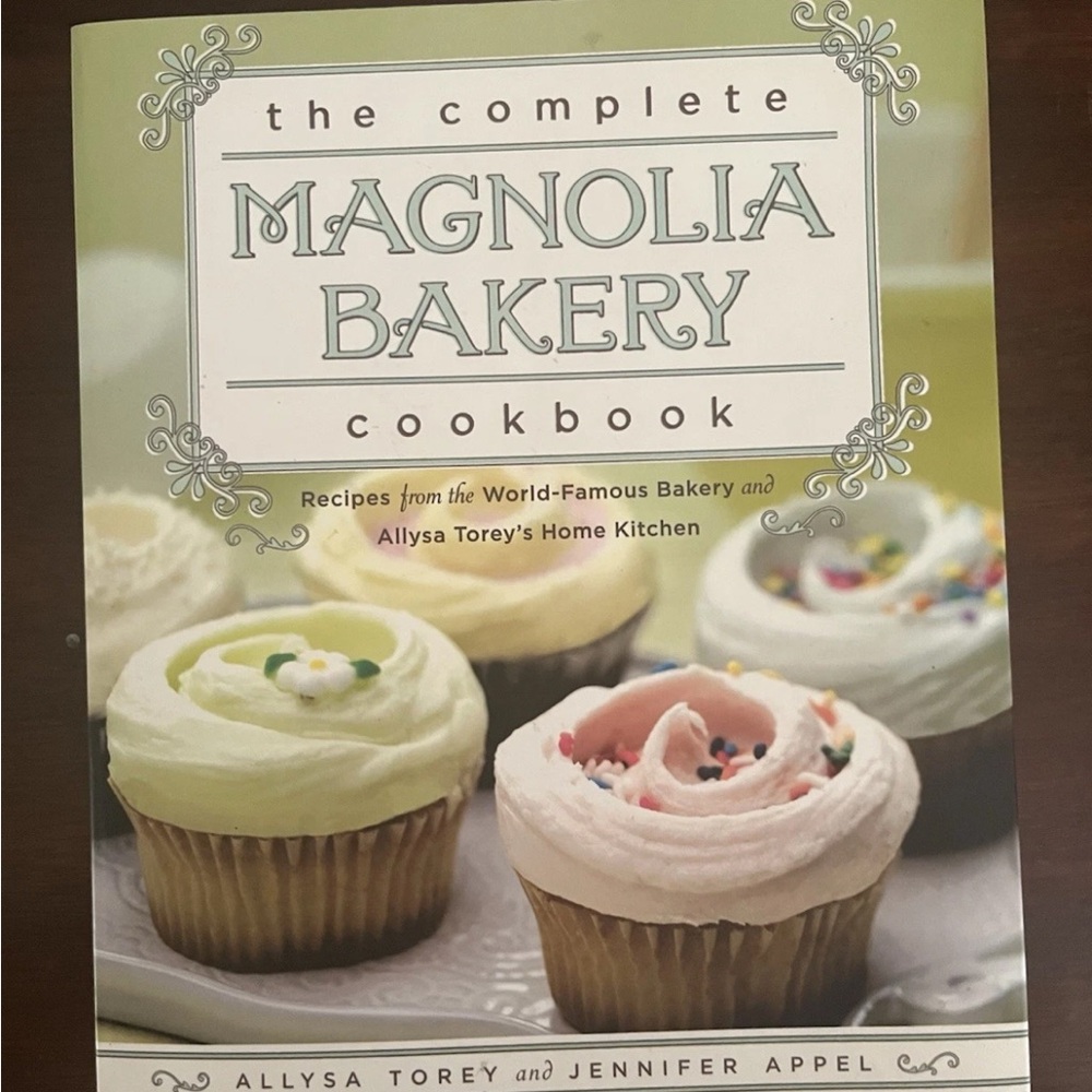 Magnolia Bakery Cookbook with Cream and Green Accents